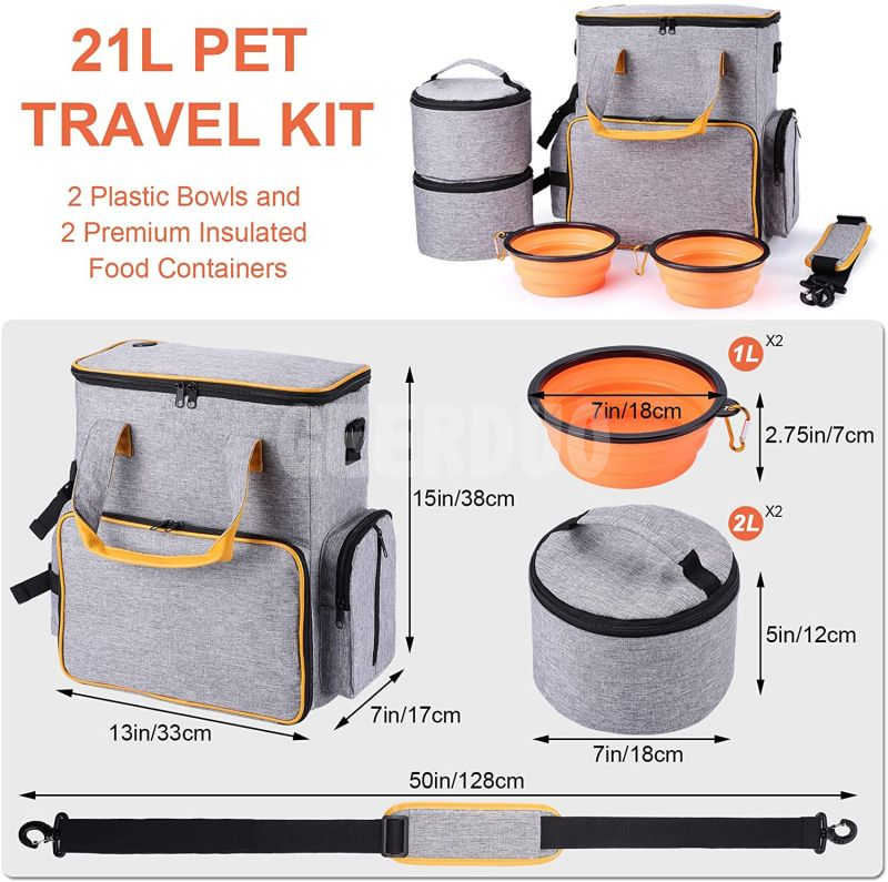 Dog Travel Bag with 2 Dog Food Carrier Bags GRDBT- 8