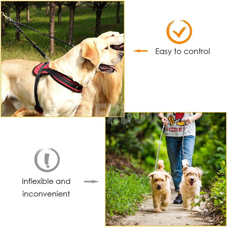 360° Swivel Rotation Double Dog Leash,Walking Training for 2 Dogs GRDHL-12