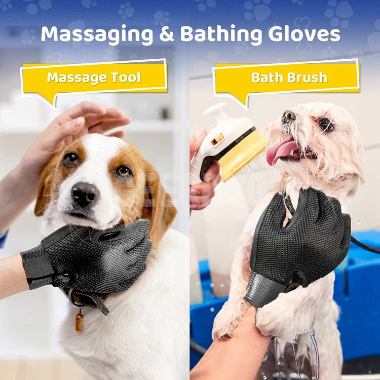 Gentle Deshedding Brush Pet Hair Remover Pet Grooming Glove GRDGT-10