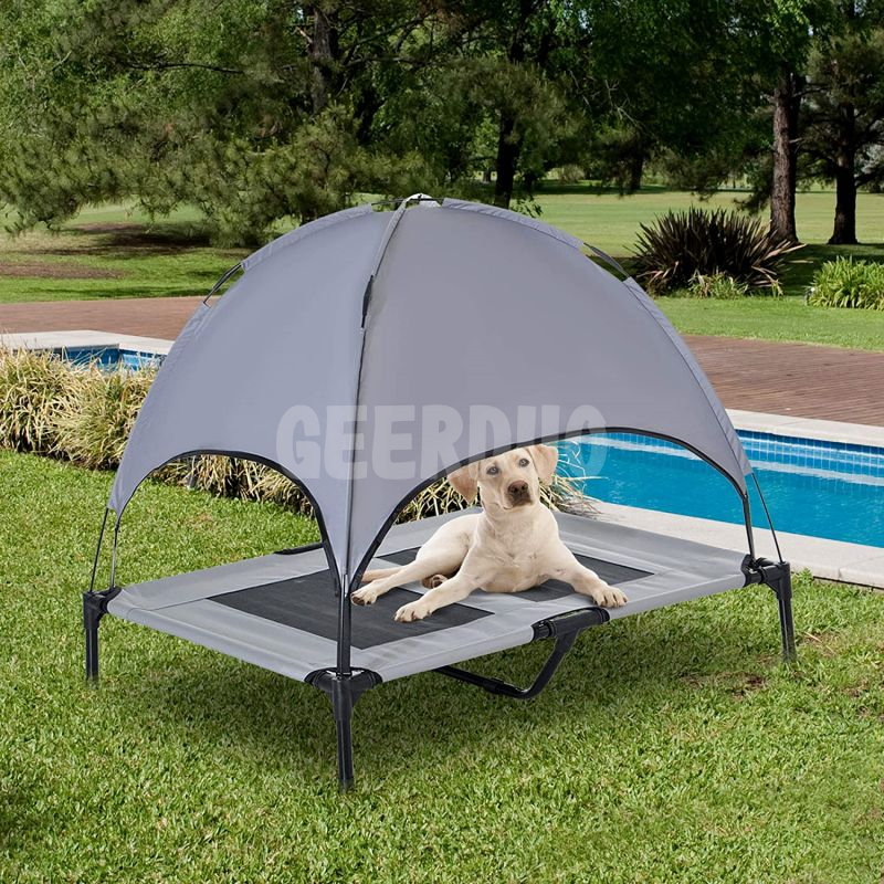 Pet Bed Elevated with UV Protection Canopy Shade GRDDE-3