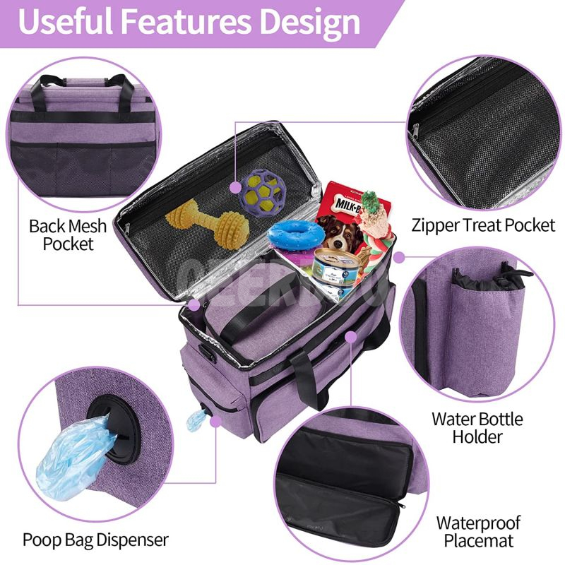 Pet Tote Organizer with Multi-Function Pockets Dog Travel Bag GRDBT-3