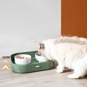 Morandi Color Double Pet Feeding Bowl with Food Storage GRDFB-4