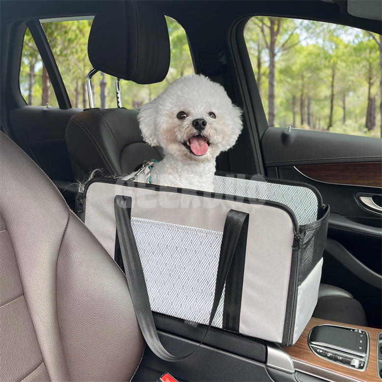 Custom Ice Silk Safe Dog Car Booster Seat With Seatbelt & Waterproof