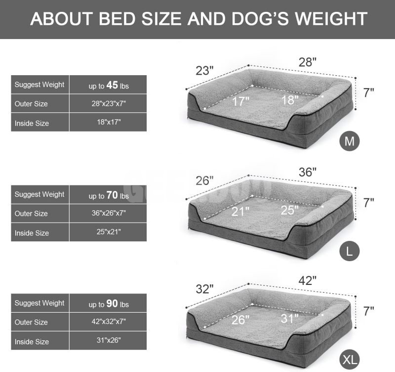 Bolster Couch Dog Bed Foam Nonskid Dog Mat GRDDB-6