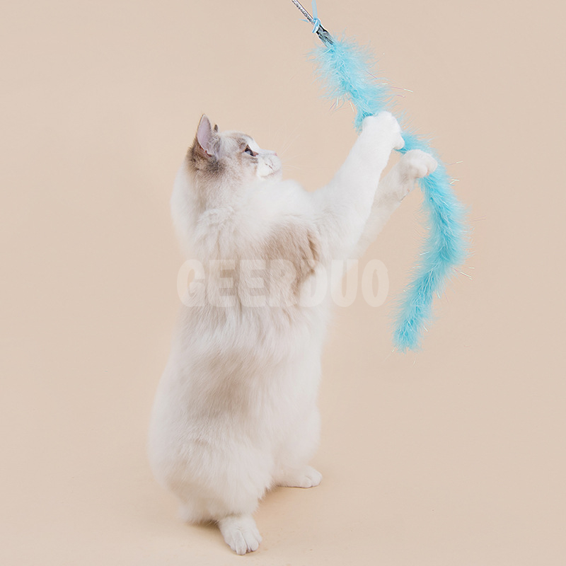 Cat Wand Toys, Interactive Cat Teaser Wand Cat Feather Toys with furry GRDTC-5