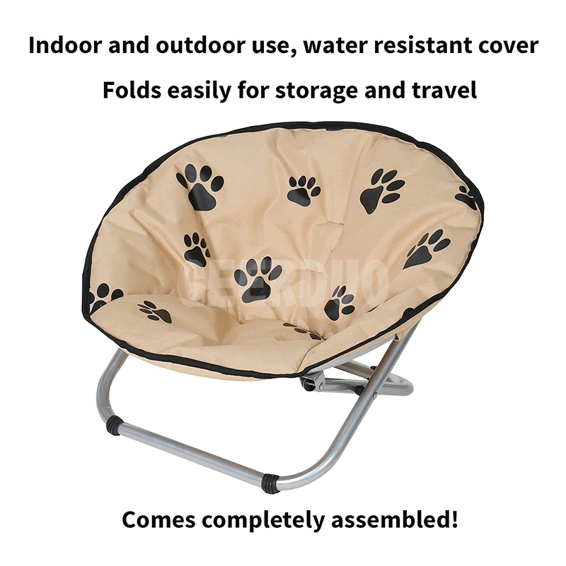 Folding Round Pet Cot Chair Paw Print Cushion GRDDE-7