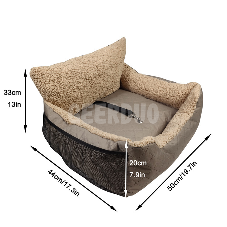 Pet Booster Seat Travel Dog Car Bed with Storage Pocket GRDO-11