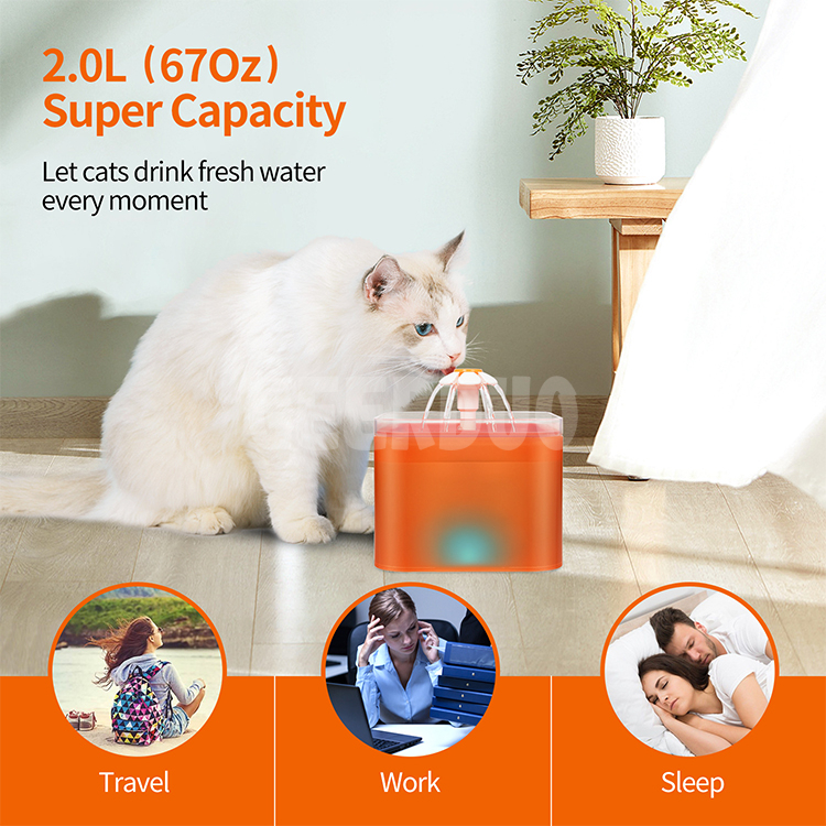 Crystal Cat Water Fountain Stainless Steel, Pet Fountain with LED Light GRDWF-2