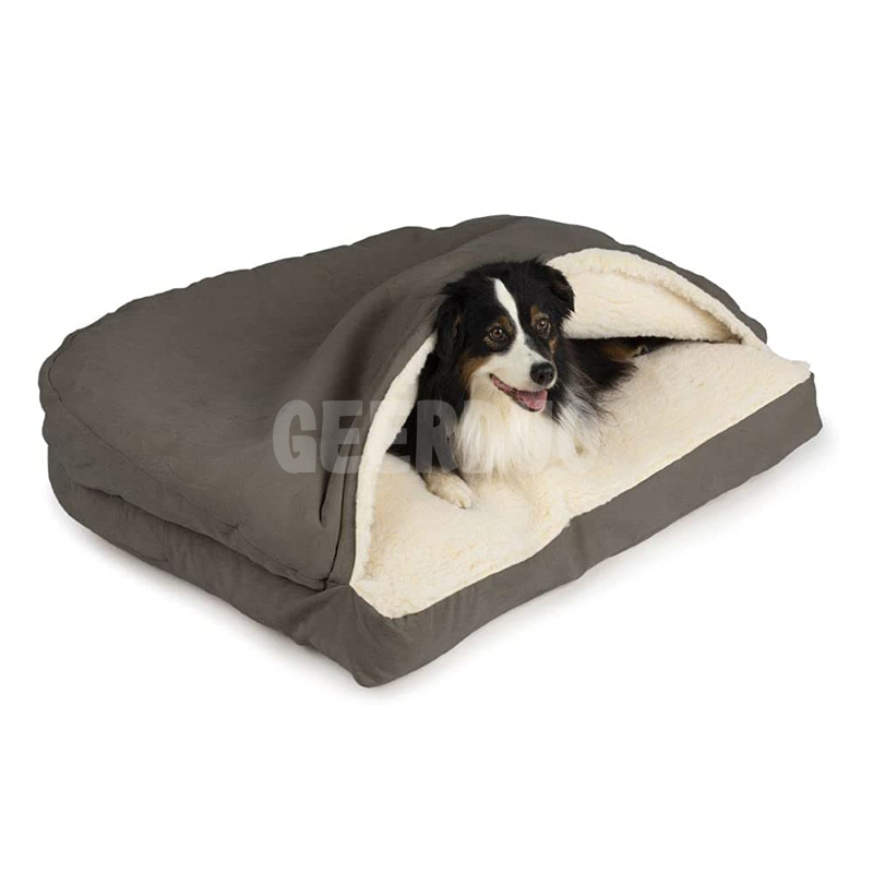 Luxury Rectangle Cozy Cave Dog Bed with Microsuede GRDDC-14